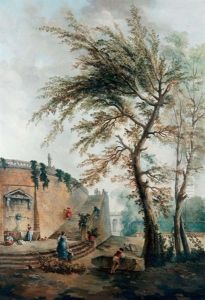Escalier A La Fontaine Dans Un Parc D'italie by Hubert Robert
