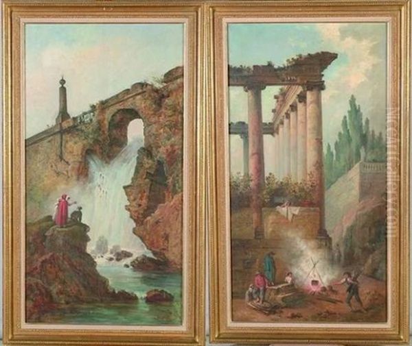 Personnages Dans Des Ruines Antiques (pair) - view 1