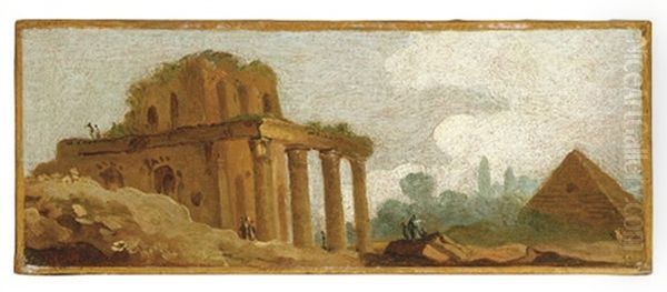 A Capriccio With Figures Amongst Roman Ruins (+ A Companion Painting; Pair) - view 1