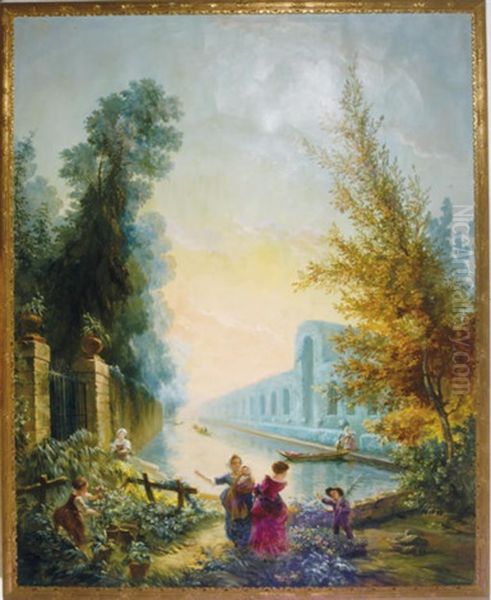 Elegant Figures Boating In The Park (+ Another; 2 Works) - view 1