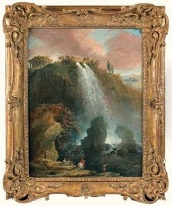 Les Cascades De Tivoli Avec Le Temple De La Sibylle by Hubert Robert