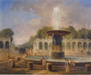 Projet Pout L'amenagement De La Place De La Concorde Et L'edification De L'arc De Triomphe Avec Vue Sur Les Champs-elysees by Hubert Robert