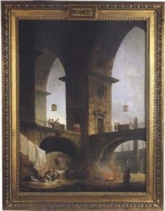Architecture Colossale De Fantaisie Avec La Colonnade Du Bernin A Saint-pierre De Rome by Hubert Robert