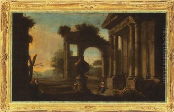 A Capriccio With Urn, Ruins And Figures - view 1