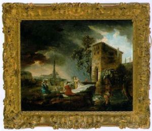Wascherinnen Bei Einer Wassermuhle by Hubert Robert