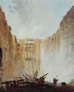 L'incendie De L'opera Au Palais Royal by Hubert Robert