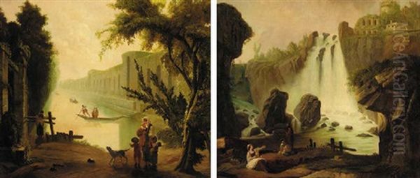 An Italianate Landscape With Figures Before A Canal - view 1