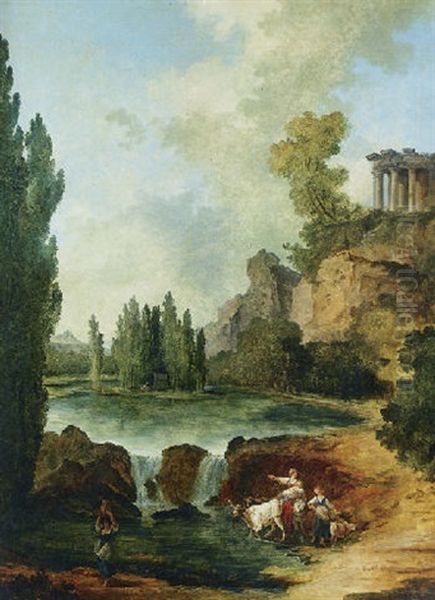 A Capriccio Of The Park At Ermenonville With The Tomb Of Jean Jaques Rousseau And The Temple De La Philosophie - view 1