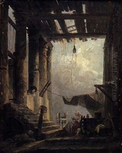 Jeune Fileuse Dans Les Ruines