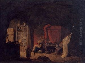 Scene D'interieur Paysan by Hubert Robert