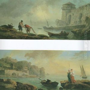 Pecheurs Ramassant Leurs Filets Au Soleil Levant
