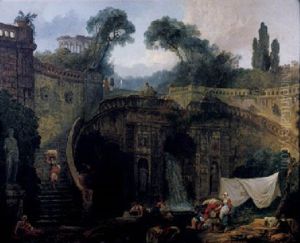 A Parkland Capriccio In The Grounds Of The Palazzo Farnese At Caprarola, With A Monumental Stairway And Washerwomen By A Fountain A Parkland Capriccio In The Grounds Of The Palazzo Farnese At Caprarola, With A Monumental Stairway And Washerwomen By A Fountain
