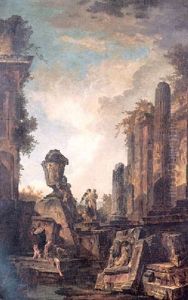 Roman Capriccio With Men Conversing Beside An Urn Roman Capriccio With Men Conversing Beside An Urn