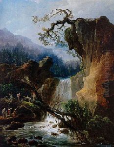 Paysage Montagneux Avec Torrents Deferlant En Cascade A Travers Les Rochers by Hubert Robert