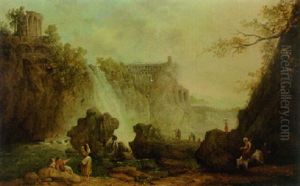 A View Of The Falls At Tivoli by Hubert Robert