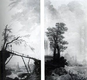 Landscape With A View Of A River And Stone Tower Landscape With A View Of A River And Stone Tower