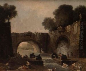 Les Lavandieres Dans Un Parc by Hubert Robert