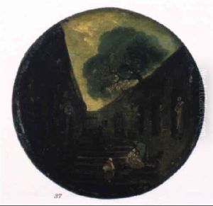 Personnages Au Pied D'un Escalier by Hubert Robert