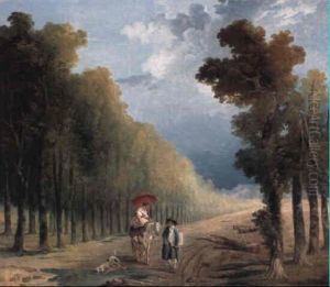 An Artist Leading His Model's Pony On A Wooded Track