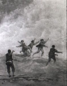 Etude De Personnages Sur Une Plage