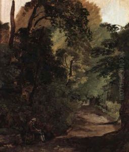 Gentleman Dozing In A Chair At The End Of A Wooded Garden Path