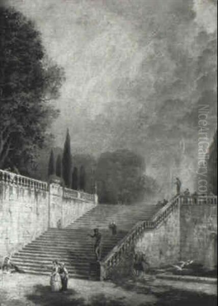 Parkland Scene With Elegant Figures - view 1