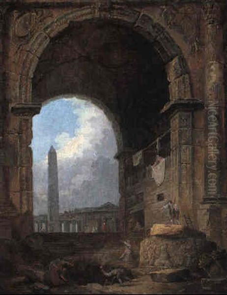 Architectural Capriccio With Antique Ruins - view 1