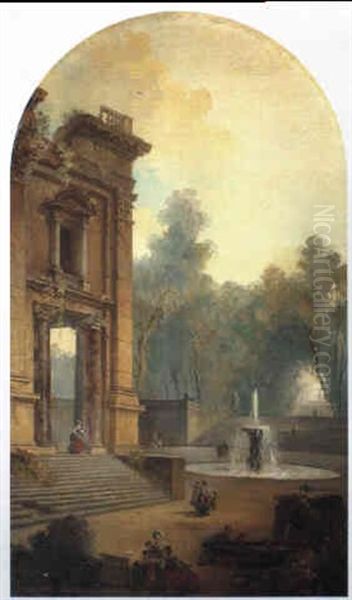 View Of A Country Villa And Its Parkland With Fountains - view 1
