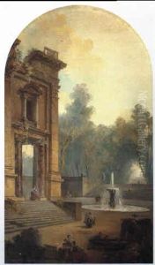 View Of A Country Villa And Its Parkland With Fountains by Hubert Robert