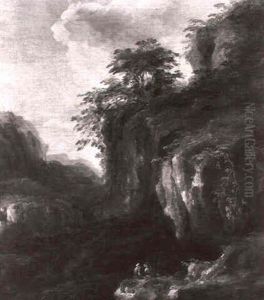 Paysage De Cascade Aux Environs De Rome by Hubert Robert