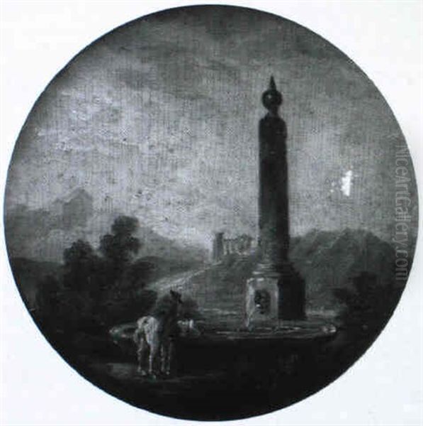 Italienische Landschaft Mit Saulenbrunnen - view 1