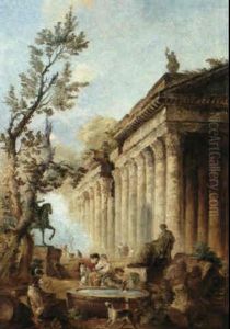 Ruinenlandschaft Mit Staffage