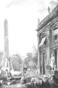 Park Scene With Figures By A Fountain