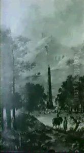 Paysage Montagneux Avec Une Obelisque