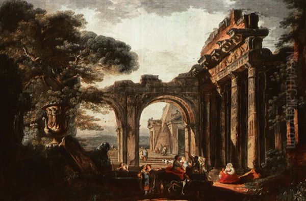 Italian Peasants Resting Among Roman Ruins (2) - view 1