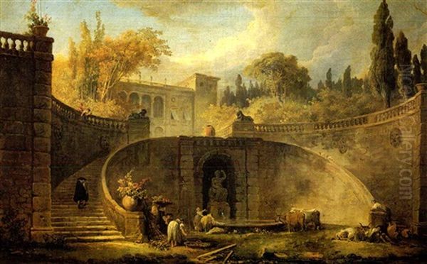 A View Of The Gardens And The Grand Staircase Of The Farnesepalace At Caprarla - view 1