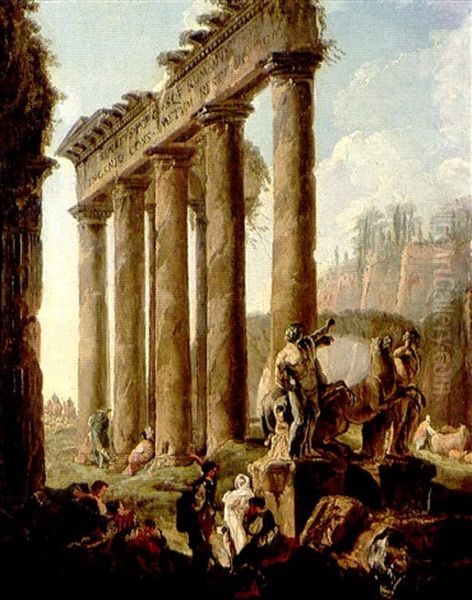 Figures In A Landscape With Ruins And Statues Of Castor     And Pollux - view 1