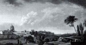 View Of The Outskirts Of Rome With St. Peter's In The Distance by Hubert Robert
