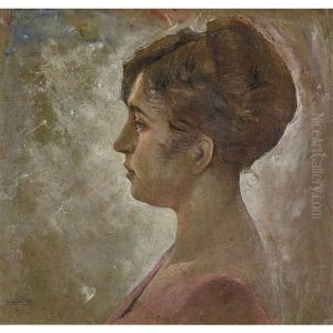 Portrat Einer Dame Im Profil by Jean Philippe Edouard Robert