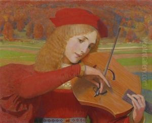 Junge Geigenspielerin In Historisierendem Kleid by Leo Paul Samuel Robert