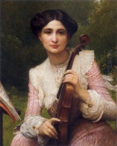 Jeune Femme Tenant Un Violon
