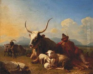 A Herdsman In The Roman Campagna by Leopold-Louis Robert