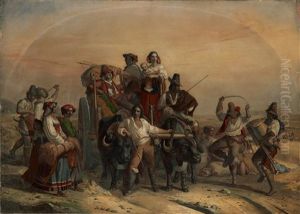 L'arrivee Des Moissonneurs Dans Les Marais Pontins by Leopold-Louis Robert
