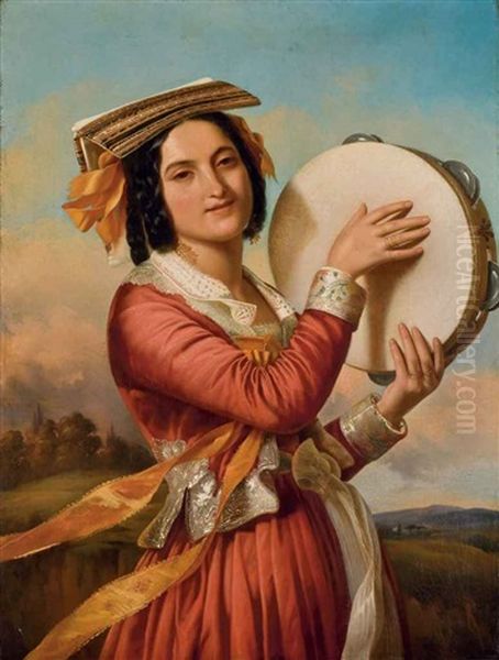 Jeune Romaine Au Tambourin - view 1