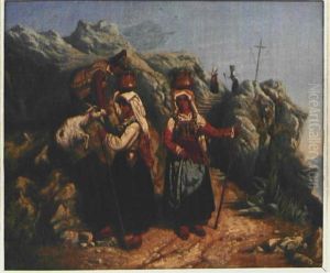 Ziegenhirt Mit Jungen Frauen Auf Den Apenninen by Leopold-Louis Robert