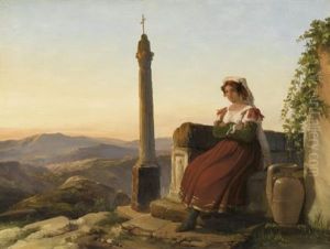 Jeune Femme Italienne Dans Un Paysage Montagneux by Leopold-Louis Robert