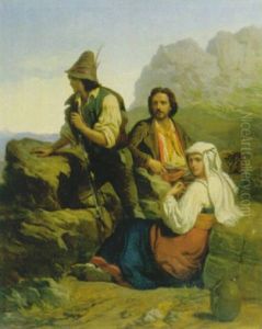 Italienische Banditen Auf Der Lauer by Leopold-Louis Robert