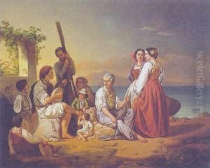 Neopolitanische Volksszene by Leopold-Louis Robert