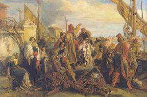 Le Depart Des Pecheurs De L'adriatique by Leopold-Louis Robert