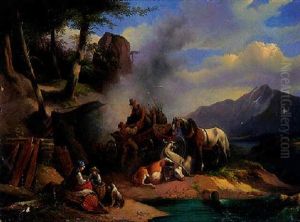 La Charette Arretee by Leopold-Louis Robert
